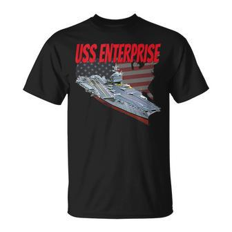 Aircraft Carrier Uss Enterprise Veteran Day Grandpa Dad Son T-Shirt - Seseable