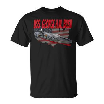 Aircraft Carrier Uss George HW Bush Cvn-77 Grandpa Dad Son T-Shirt - Seseable