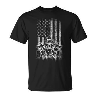 Aircraft Mechanic  American Flag Skull And Ratchets Unisex T-Shirt