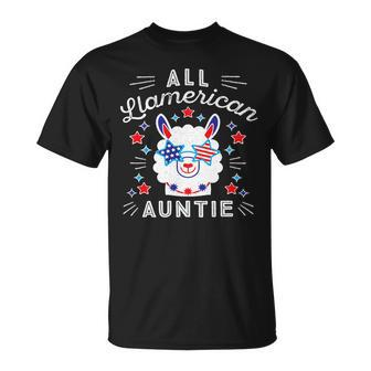 All Llamerican Auntie Aunt Mother July 4Th Patriotic Llama Unisex T-Shirt - Monsterry UK