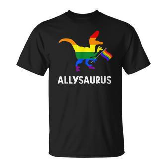 Allysaurus Trans Ally Rex Dinosaur Gay Pride Parade Lgbt V2 T-shirt - Thegiftio UK