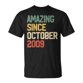 Amazing Since October 2009 Gift 10 Years Old 10Th Birthday Unisex T-Shirt | Mazezy