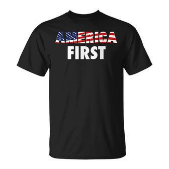 America First Usa Flag Clothing Companies Businesses T-shirt - Seseable