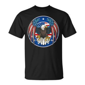 American Eagle With Stars And Stripes Graphic 4Th Of July T-Shirt - Seseable