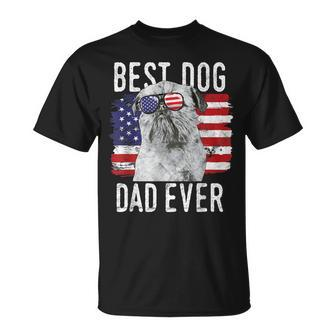 American Flag Best Dog Dad Ever Brussels Griffon Usa Gift For Mens Unisex T-Shirt | Mazezy