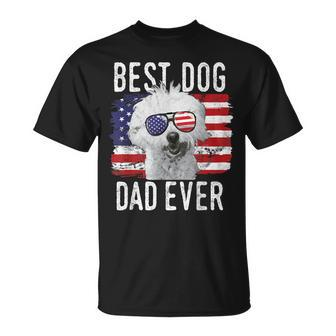 American Flag Best Dog Dad Ever Coton De Tulear Usa Gift For Mens Unisex T-Shirt | Mazezy
