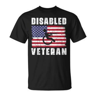 American Flag Retro Vintage Disabled Veteran Retro Vintage T-Shirt - Seseable