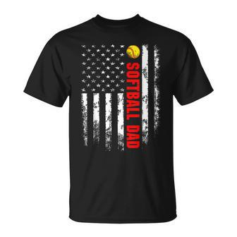 American Flag Softball Dad Backside Essential T-shirt - Thegiftio UK