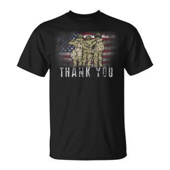 American Flag Thank You Veterans Proud Veteran V8 T-Shirt - Seseable