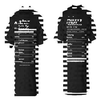 Anthony Nutrition Facts Personalized Name Anthony T-shirt - Thegiftio