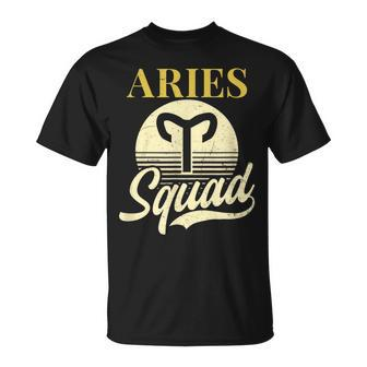 Aries Zodiac Design Vintage Retro Squad Gift Unisex T-Shirt | Mazezy