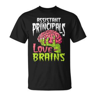 Assistant Principals Love Brains Zombie Teacher Halloween T-shirt - Thegiftio UK