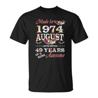 August 1974 Flower 49 Years Of Being Awesome T-Shirt - Seseable