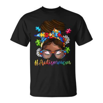 Autism Afro Mom Curly Hair American African Autism Awareness Unisex T-Shirt | Mazezy