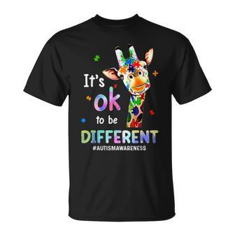 Autism Awareness Acceptance Giraffe Its Ok To Be Different Unisex T-Shirt | Mazezy
