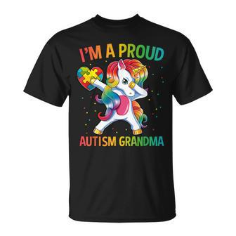 Autism Awareness Dabbing Unicorn Proud Autism Grandma Gift Unisex T-Shirt | Mazezy