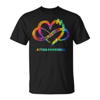 Autism Awareness Infinity Heart Love Needs No Words Tie Dye Unisex T-Shirt | Mazezy