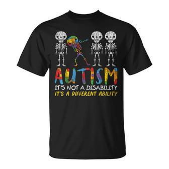 Autism Awerness Skeleton Dabbing Autistic Kids Awareness T-Shirt - Seseable