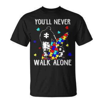 Autism Dad You Will Never Walk-Alone Support Autism Son T-shirt - Thegiftio UK