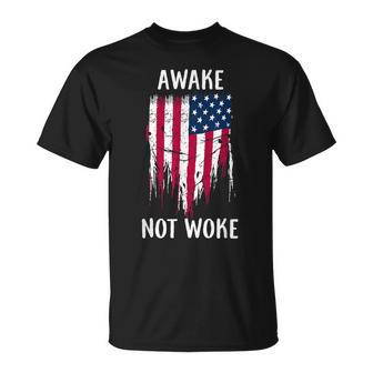 Awake Not Woke Anti Censorship Cancel Culture Unisex T-Shirt | Mazezy