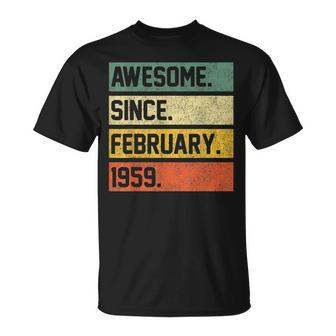 Awesome Since February 1959 64 Years Old 64Th Birthday T-Shirt - Seseable