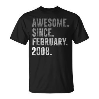Awesome Since February 2008 14Th Birthday Vintage 2008 T-Shirt - Seseable