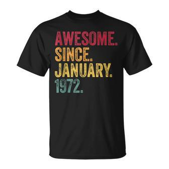 Awesome Since January 1972 51St Birthday Retro Vintage T-Shirt - Seseable