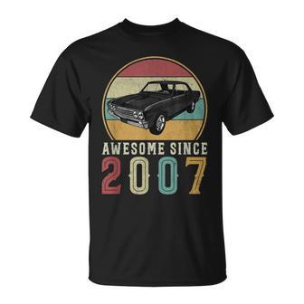 Awesome Since 2007 16 Years Old 16Th Birthday For Car Lover Unisex T-Shirt | Mazezy AU
