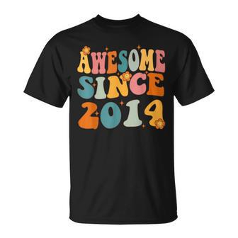 Awesome Since 2014 Birthday 9Th Anniversary Groovy 9 Years Unisex T-Shirt | Mazezy