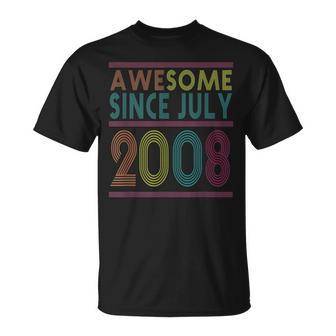 Awesome Since July 2008 Vintage Retro Birthday Unisex T-Shirt - Seseable