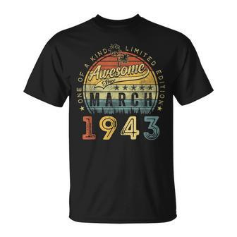 Awesome Since March 1943 80 Years Old Gifts 80Th Birthday Unisex T-Shirt | Mazezy