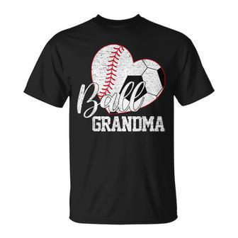 Ball Grandma Both Of Soccer Baseball Gifts Women Mothers Day Unisex T-Shirt | Mazezy CA