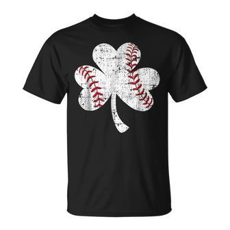 Baseball Shamrock St Patricks Day Vintage Style T-Shirt - Seseable