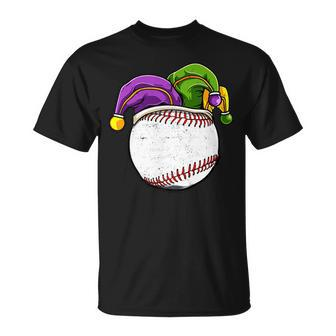 Baseball Sports Lover Mardi Gras Carnival Party Jester T-Shirt - Seseable