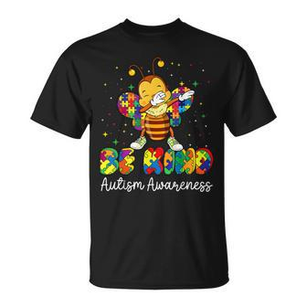 Be Kind Autism Awareness Puzzle Bee Dabbing Support Kid Girl Unisex T-Shirt | Mazezy
