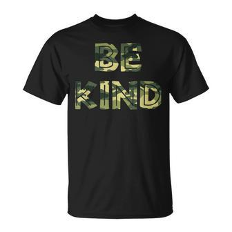 Be Kind Camo Military Antibullying Unisex T-Shirt | Mazezy