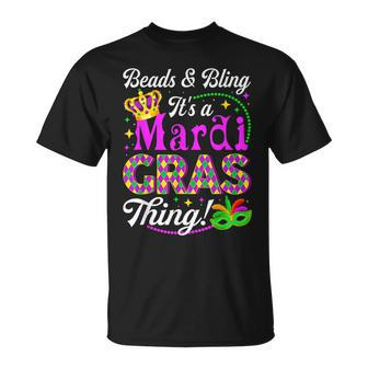 Beads & Bling Its A Mardi Gras Thing Party Mask Beads T-Shirt - Seseable