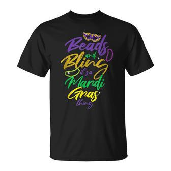Beads And Bling Its Mardi Gras Thing New Orleans Mardi Gras T-Shirt - Seseable
