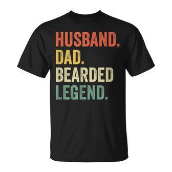 Mens Bearded Husband Dad Beard Legend Vintage T-Shirt - Seseable