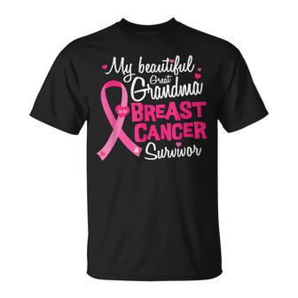 Beautiful Great Grandma Breast Cancer Survivor Awareness Unisex T-Shirt | Mazezy