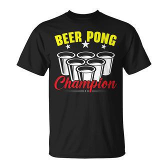 Beer Pong Champion Alkohol Trinkspiel Beer Pong T-Shirt - Seseable