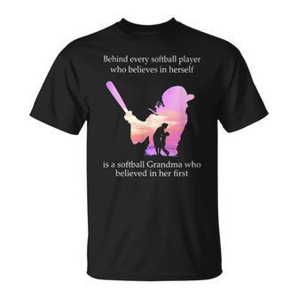 Behind Every Softball Player Is A Softball Grandma Unisex T-Shirt | Mazezy