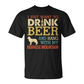 Bernese Mountain Dad Drink Beer Hang With Dog Vintage T-Shirt - Seseable