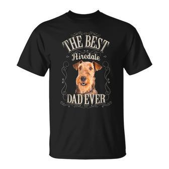 Mens Best Airedale Dad Ever Airedale Terrier Vintage T-Shirt - Seseable
