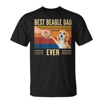 Mens Best Beagle Dad Ever Vintage Fist Bump Dog Lover T-Shirt - Seseable