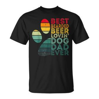 Best Bearded Beer Lovin Dog Dad Ever Retro Vintage Unisex T-Shirt - Seseable