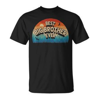 Best Big Brother Ever Men Retro Vintage Sunset Decor Brother Unisex T-Shirt - Seseable