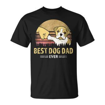 Mens Best Bulldog Dad Ever Vintage English Bulldog Puppy Lover T-Shirt - Seseable