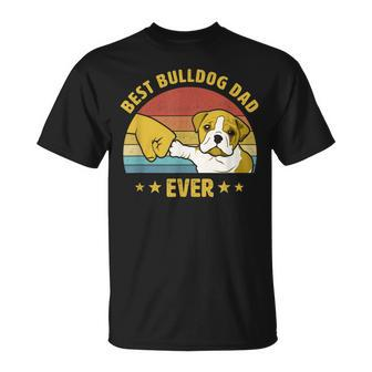 Mens Best Bulldog Dad Ever Vintage English Bulldog Puppy Lover V2 T-Shirt - Seseable