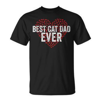 Best Cat Dad Ever Cat Heart Love Cats Fathers Day Gift Unisex T-Shirt - Seseable